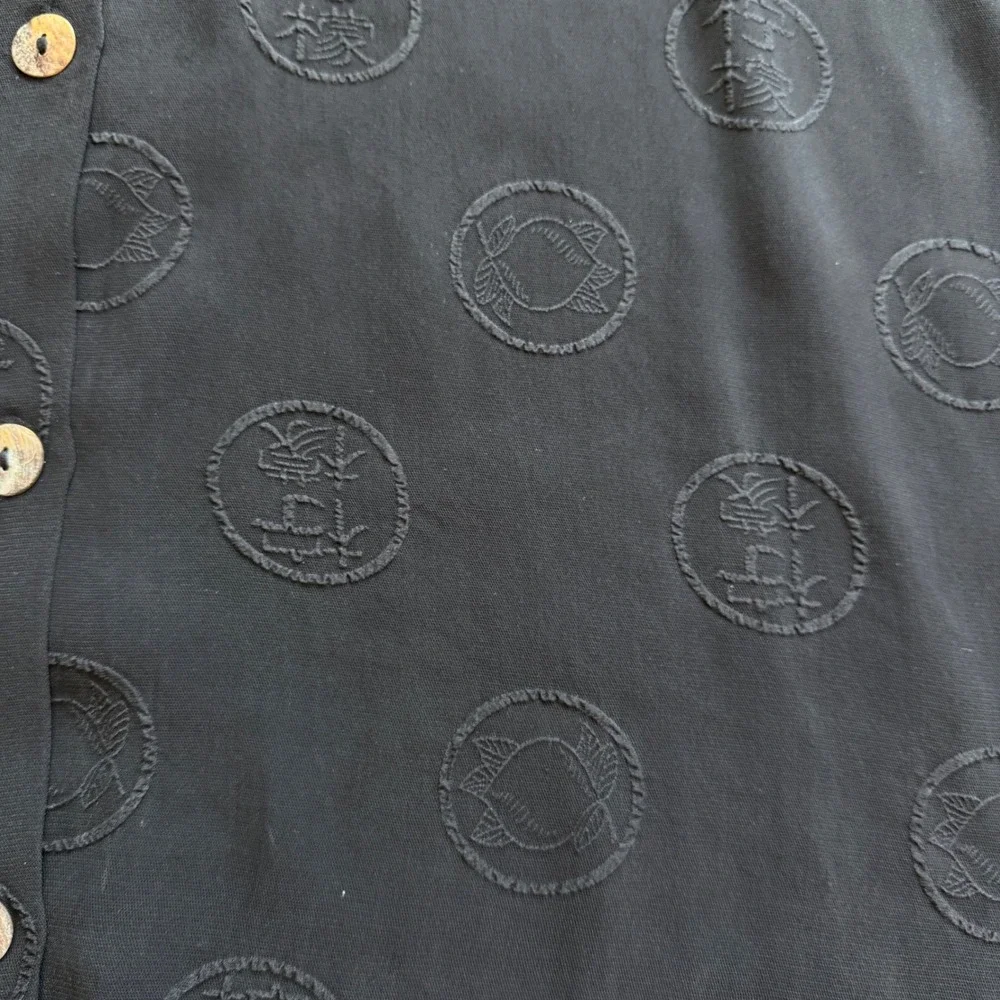Citron Santa Monica Black 100% Silk Jacquard Medallion Tunic Blouse Plus Size 2X